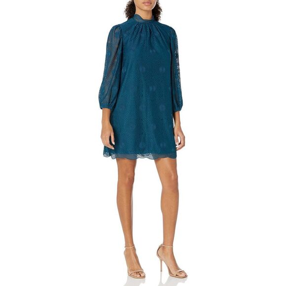 Trina Turk Women's Lace Shift Dress 8 Ocean